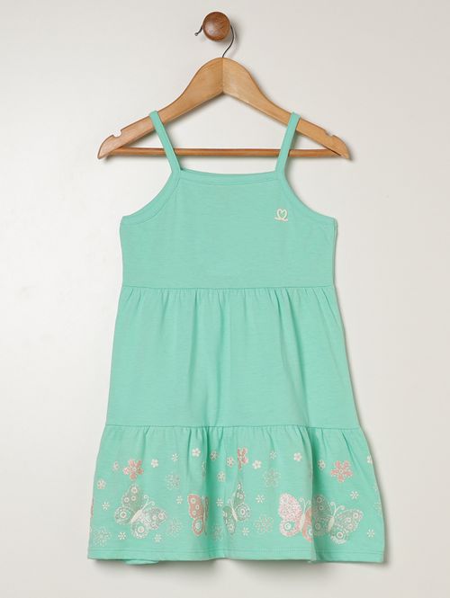 Vestido Meia Malha Infantil Para Menina - VERDE