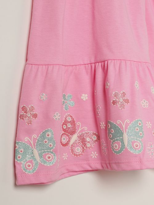Vestido Meia Malha Infantil Para Menina - ROSA