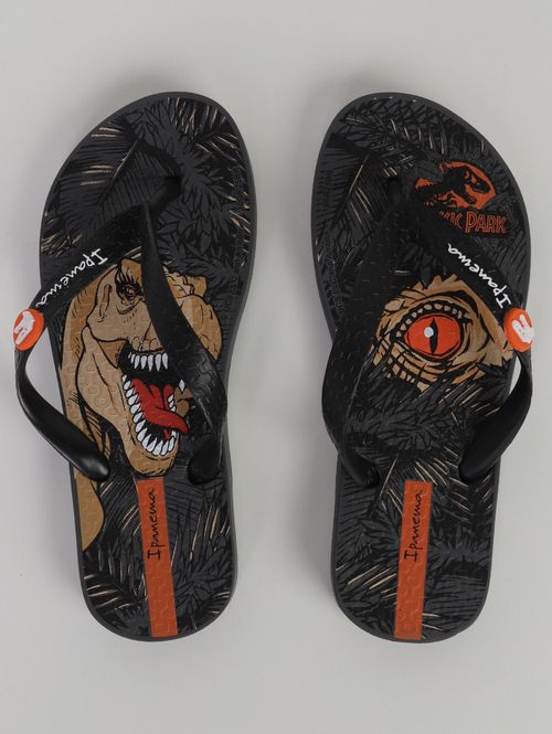 Chinelo Jurassic Park Ipanema Juvenil Para Menino- CINZA/PRETO