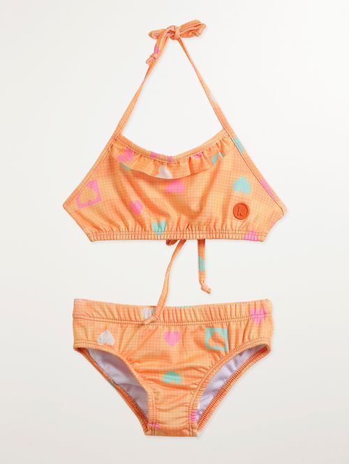 Biquíni Com Babados Infantil Para Menina - LARANJA