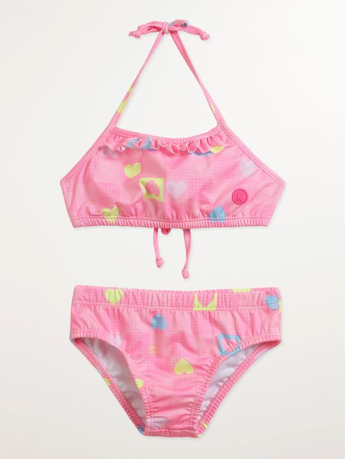Biquíni Com Babados Infantil Para Menina - ROSA CLARO