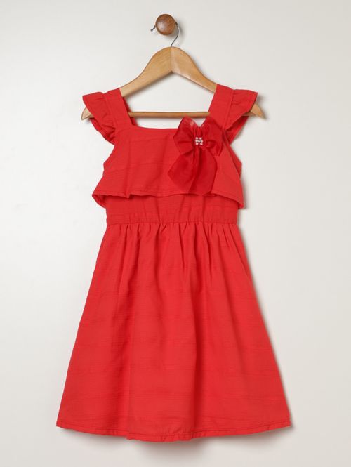 Vestido Plano Infantil Para Menina - VERMELHO
