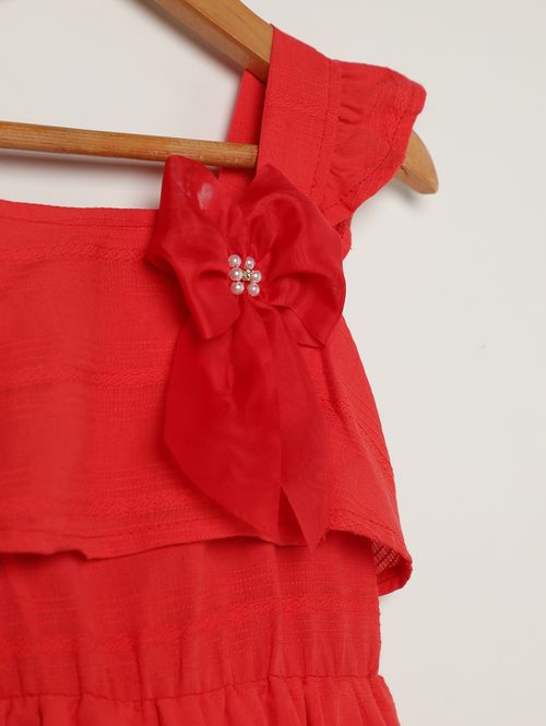Vestido Plano Infantil Para Menina - VERMELHO