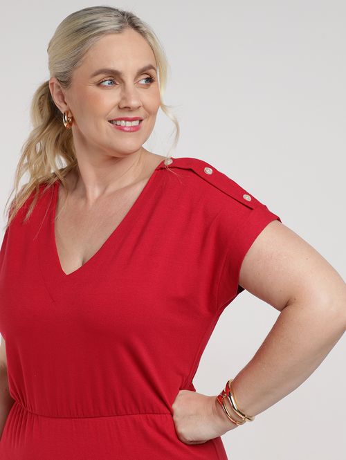 Vestido Malha Crepe Plus Size Feminino VERMELHO