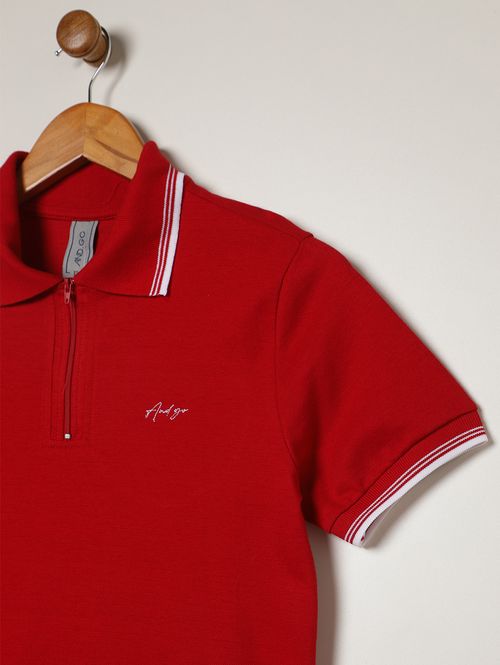 Polo Manga Curta Juvenil Para Menino - VERMELHO