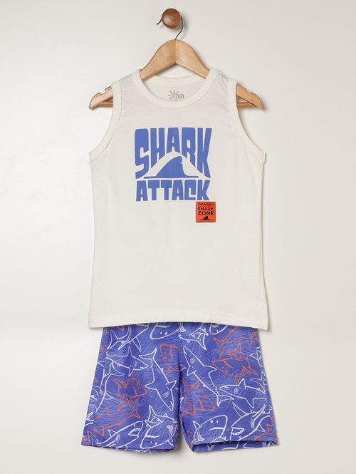 Conjunto Curto Infantil Para Menino - OFF WHITE