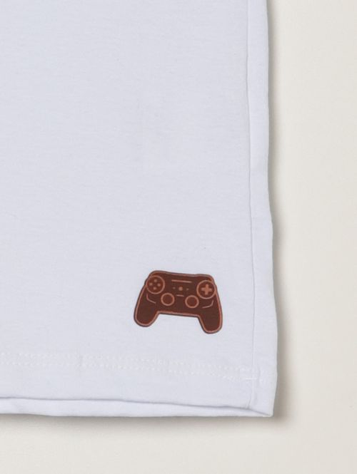 Conjunto Curto Moletinho Infantil Para Menino - BRANCO