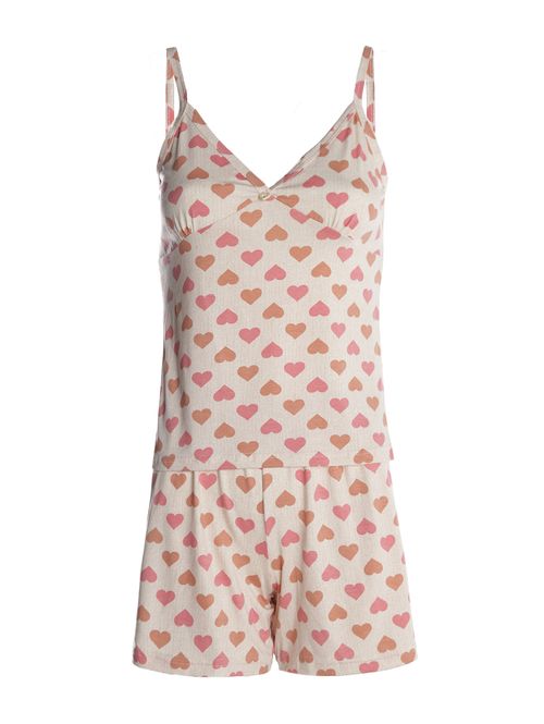 Short Doll Estampado Feminino BEGE