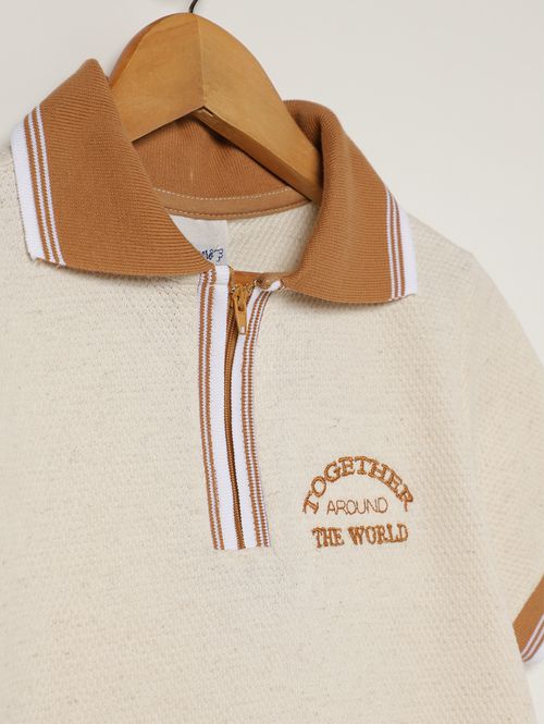 Polo Manga Curta Infantil Para Menino - NATURAL