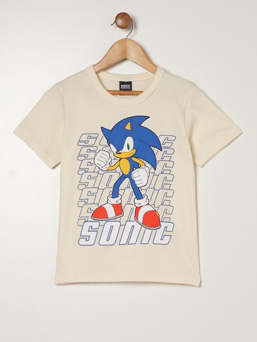 Camiseta Sonic Manga Curta Infantil Para Menino - OFF WHITE