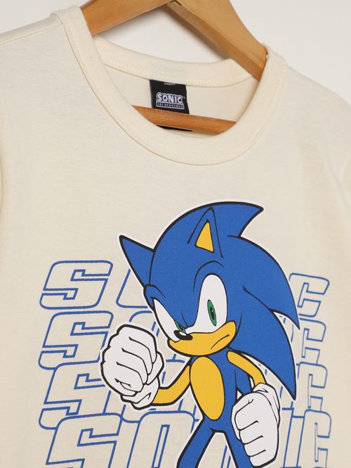 Camiseta Sonic Manga Curta Infantil Para Menino - OFF WHITE