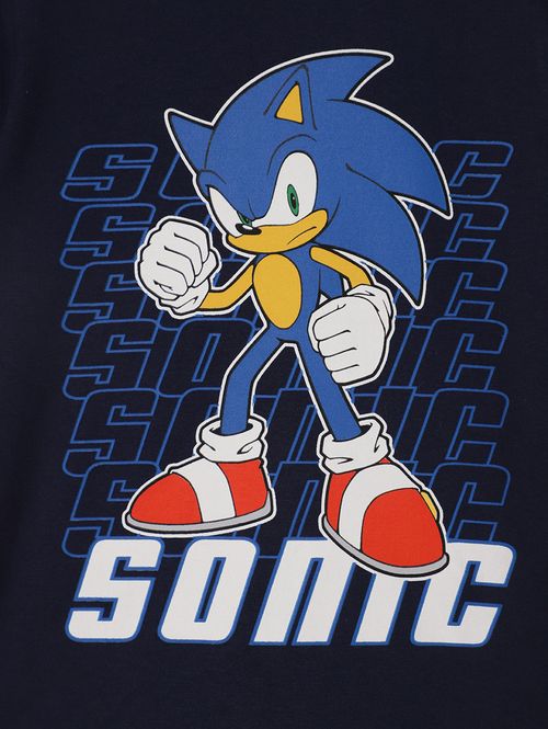 Camiseta Sonic Manga Curta Infantil Para Menino - MARINHO