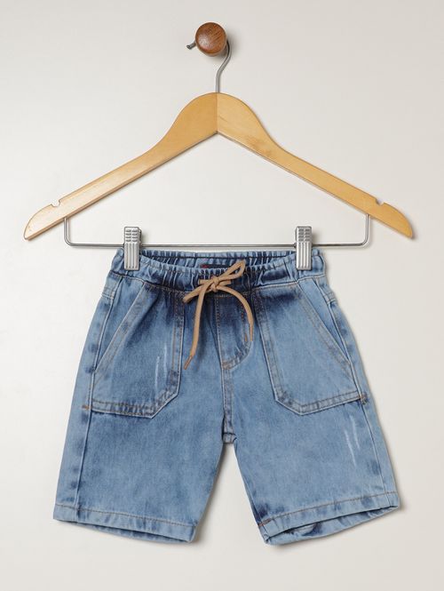 Bermuda Jeans Infantil Para Menino - AZUL