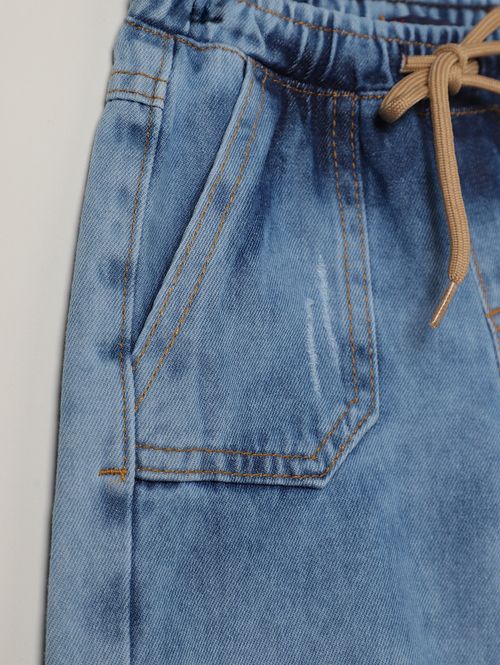 Bermuda Jeans Infantil Para Menino - AZUL