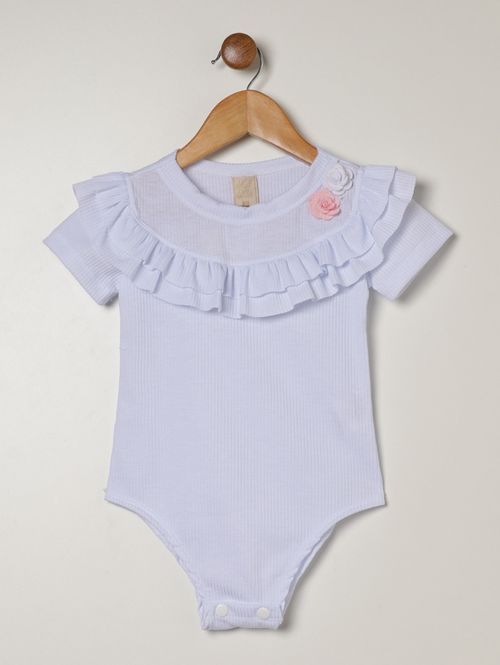 Body Canelado Infantil Para Menina - BRANCO