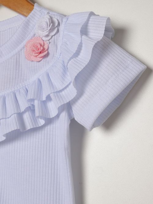 Body Canelado Infantil Para Menina - BRANCO