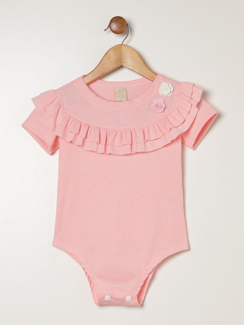 Body Canelado Infantil Para Menina - ROSA