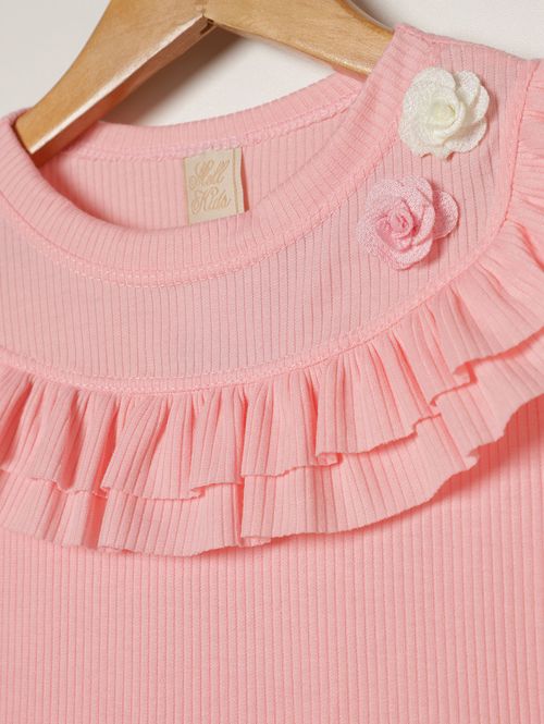 Body Canelado Infantil Para Menina - ROSA