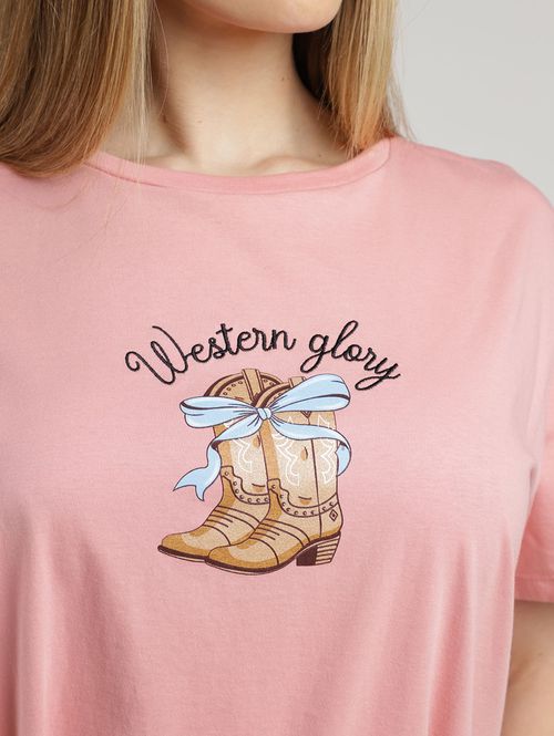 Blusa Manga Curta T-Shirt Feminina ROSA CLARO