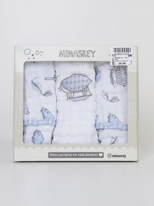 Kit Com 03 Babetes Soft Infantil Para Bebê - AZUL