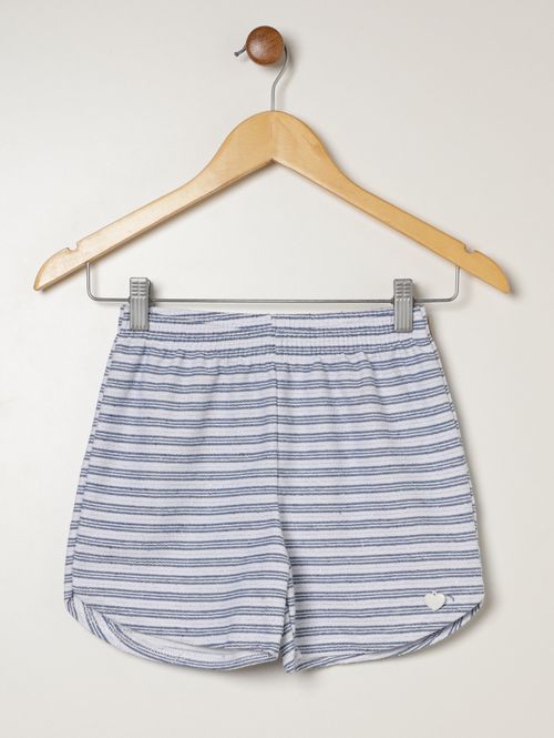 Short Moletinho Listrado Juvenil Para Menina - AZUL