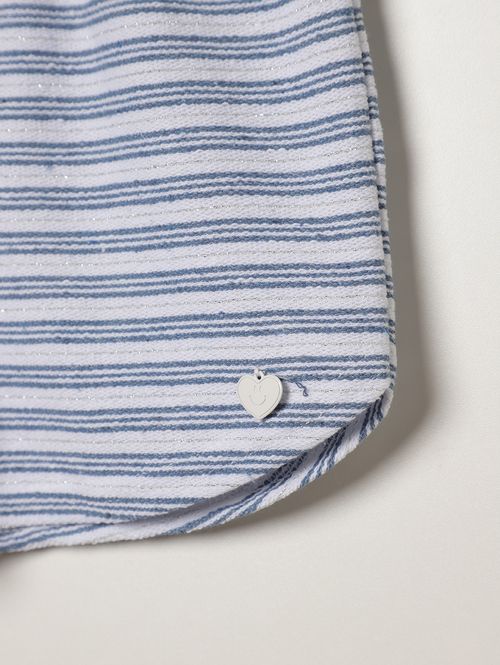 Short Moletinho Listrado Juvenil Para Menina - AZUL