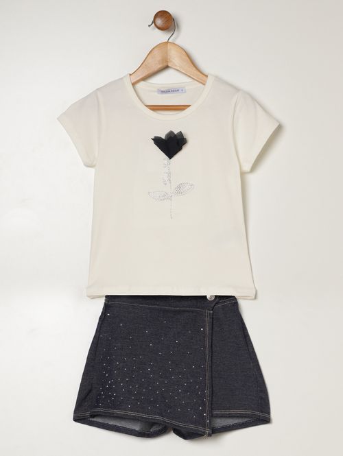 Conjunto Curto Infantil Para Menina - OFF WHITE