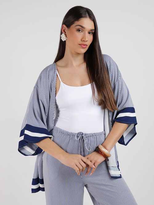 Quimono Listrado Autentique Feminino AZUL
