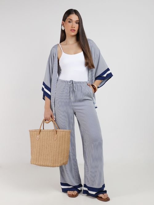 Quimono Listrado Autentique Feminino AZUL