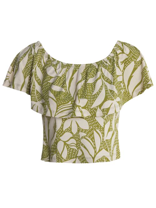 Blusa Ciganinha Floral Babado Feminino VERDE