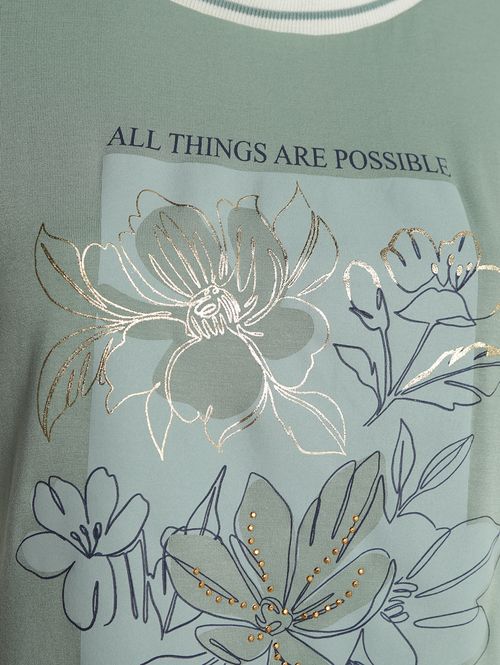 Blusa Floral Manga Curta Autentique Feminina VERDE