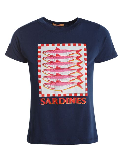 Blusa Sardinhas Manga Curta Feminina MARINHO