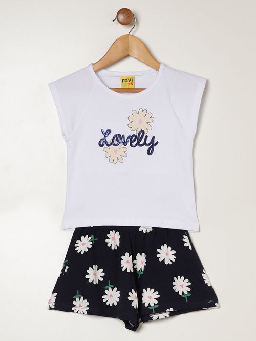 Conjunto Curto Cotton Infantil Para Menina- BRANCO