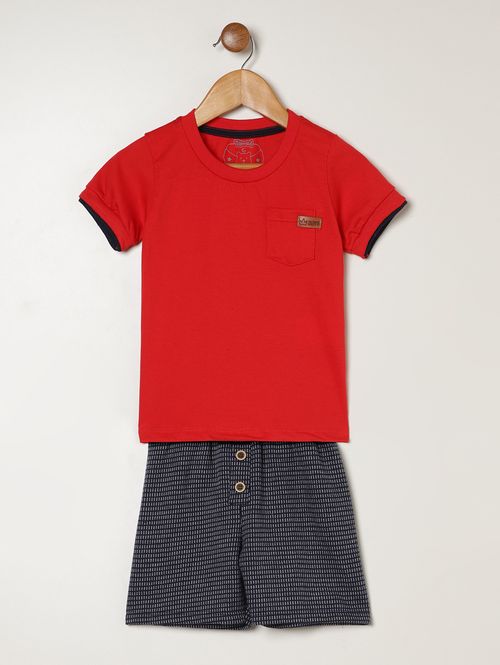 Conjunto Curto Infantil Para Bebê - VERMELHO