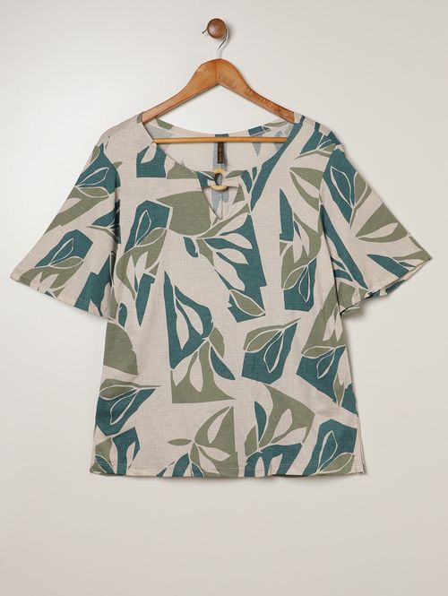 Blusa Argola Manga Curta  Plus Size Feminina VERDE