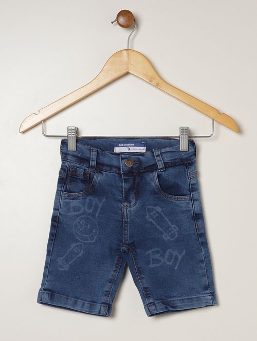 Bermuda Jeans Infantil Para Menino - AZUL