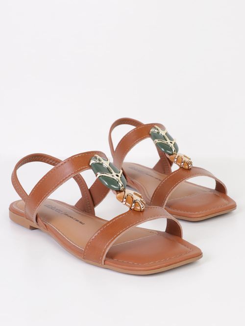 Sandália Pedraria Dakota Feminina CARAMELO