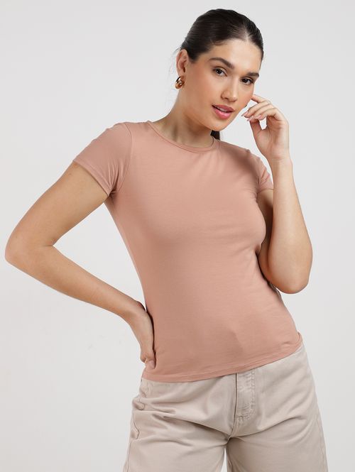 Blusa Manga Curta Autentique Feminina BEGE