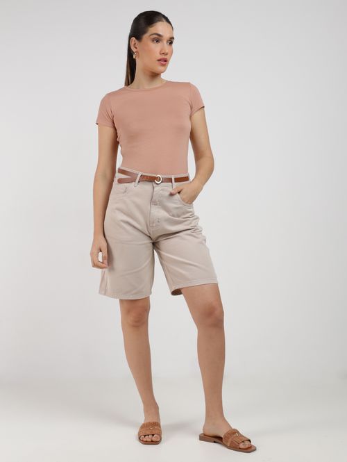 Blusa Manga Curta Autentique Feminina BEGE