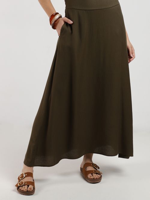 Saia Midi Autentique Feminina VERDE
