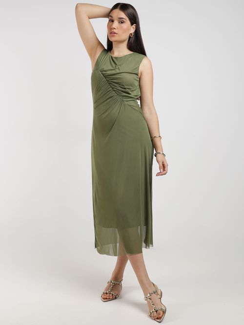 Vestido Tule Franzido Autentique Feminino VERDE