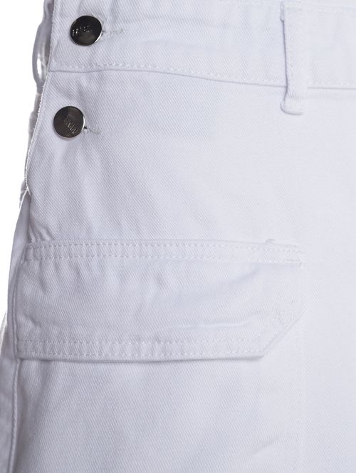 Jardineira Sarja Bolso Frontal Feminino BRANCO