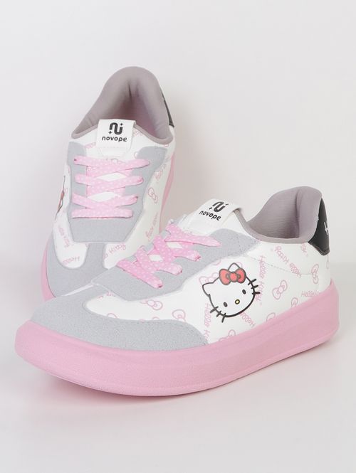 Tênis Hello Kitty Novopé Infantil Para Menina- BRANCO/ROSA CLARO