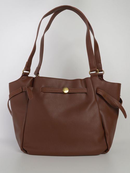 Bolsa Tote Alça Transversal Feminina MARROM