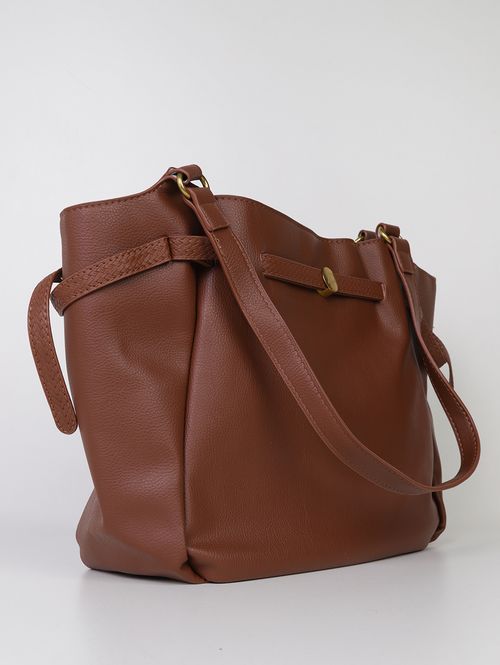 Bolsa Tote Alça Transversal Feminina MARROM