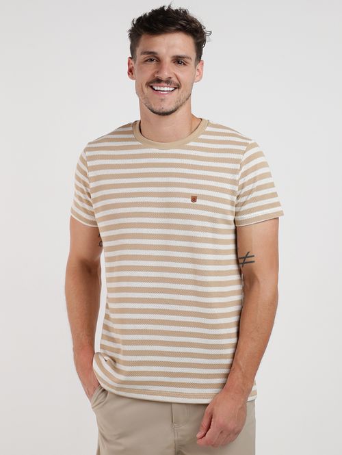 Camiseta Tricô Manga Curta Masculina CAQUI