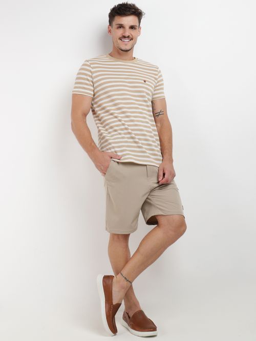 Camiseta Tricô Manga Curta Masculina CAQUI