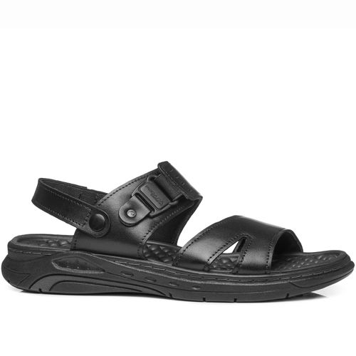 Sandália Pegada Masculino em Couro Preto 134553-03