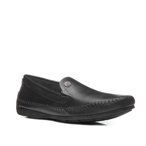 Mocassim Pegada Masculino  Plus Size em Couro Preto 540771-04
