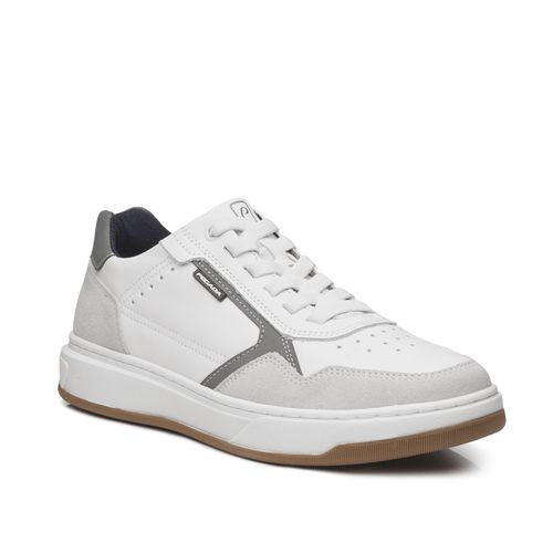 Tênis Casual  Pegada Masculino em Couro Branco 111704-02